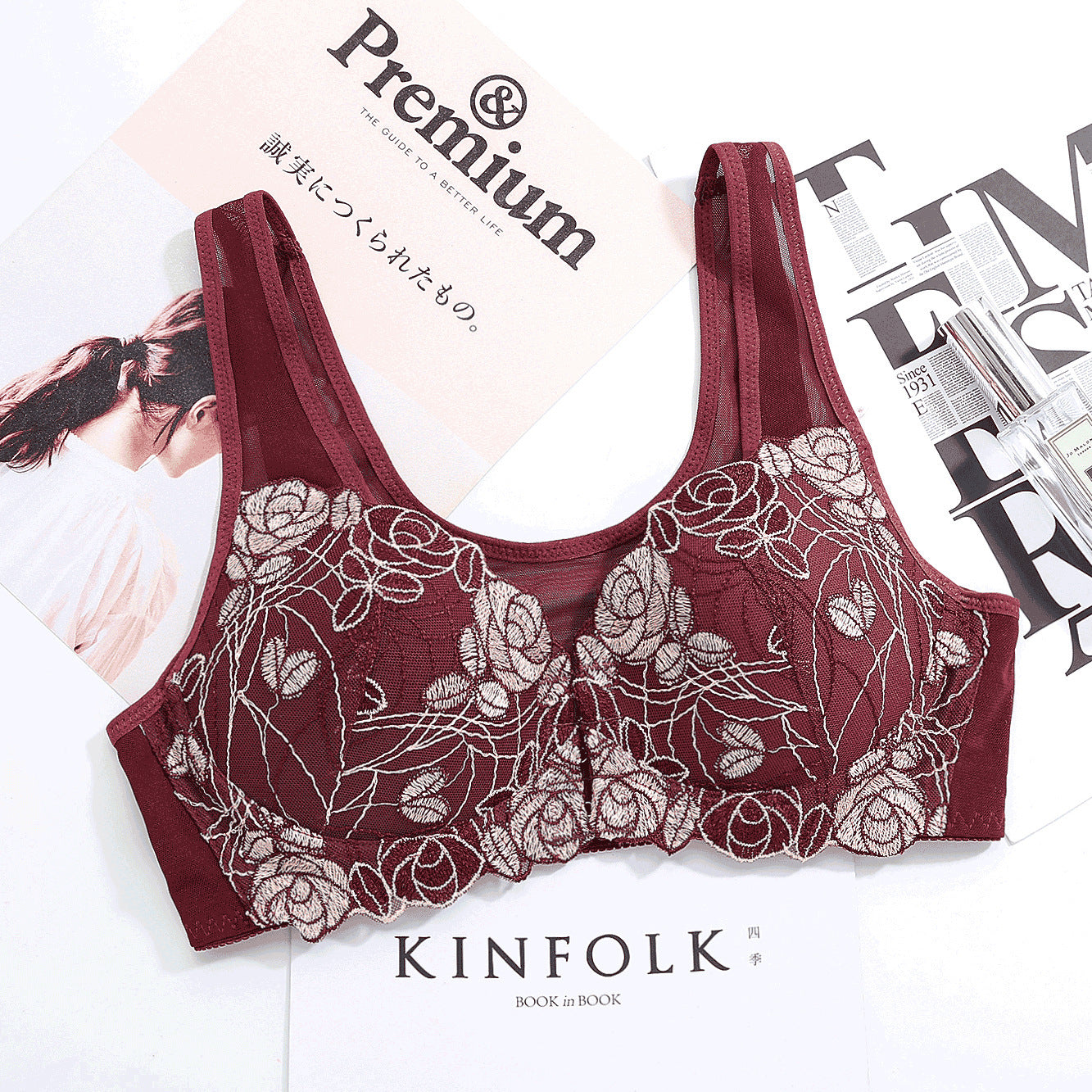 Floral Front-Buckle Bra