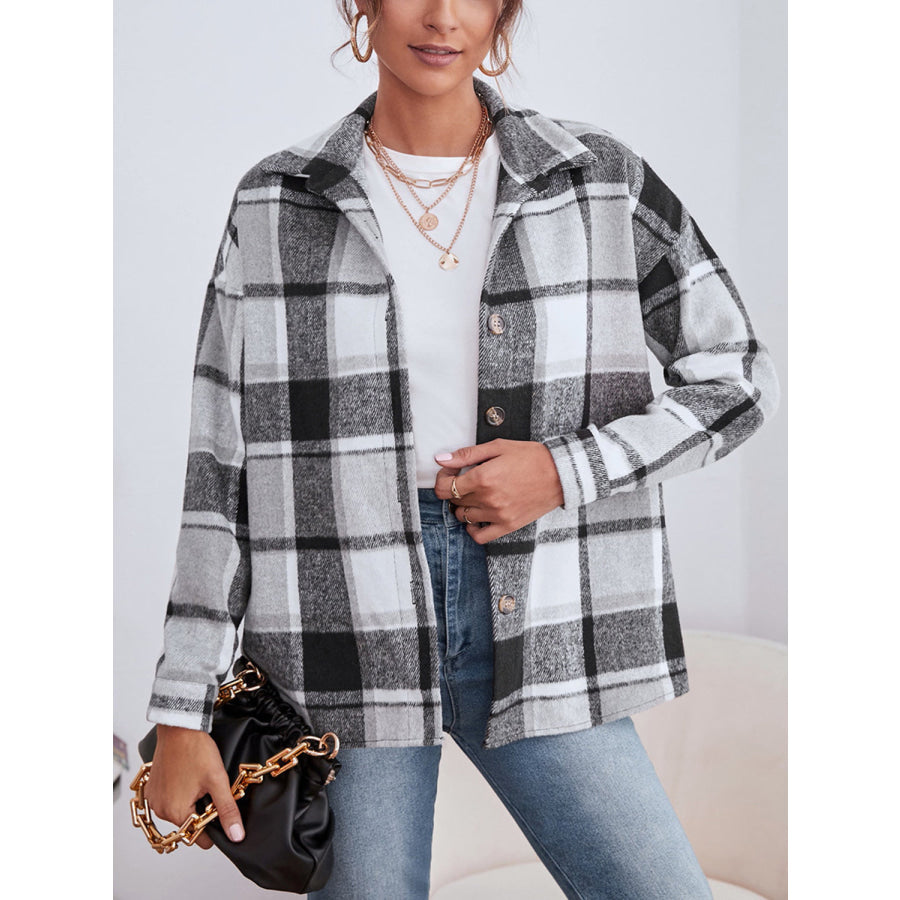 Classic Plaid Collared Neck Button Down Jacket