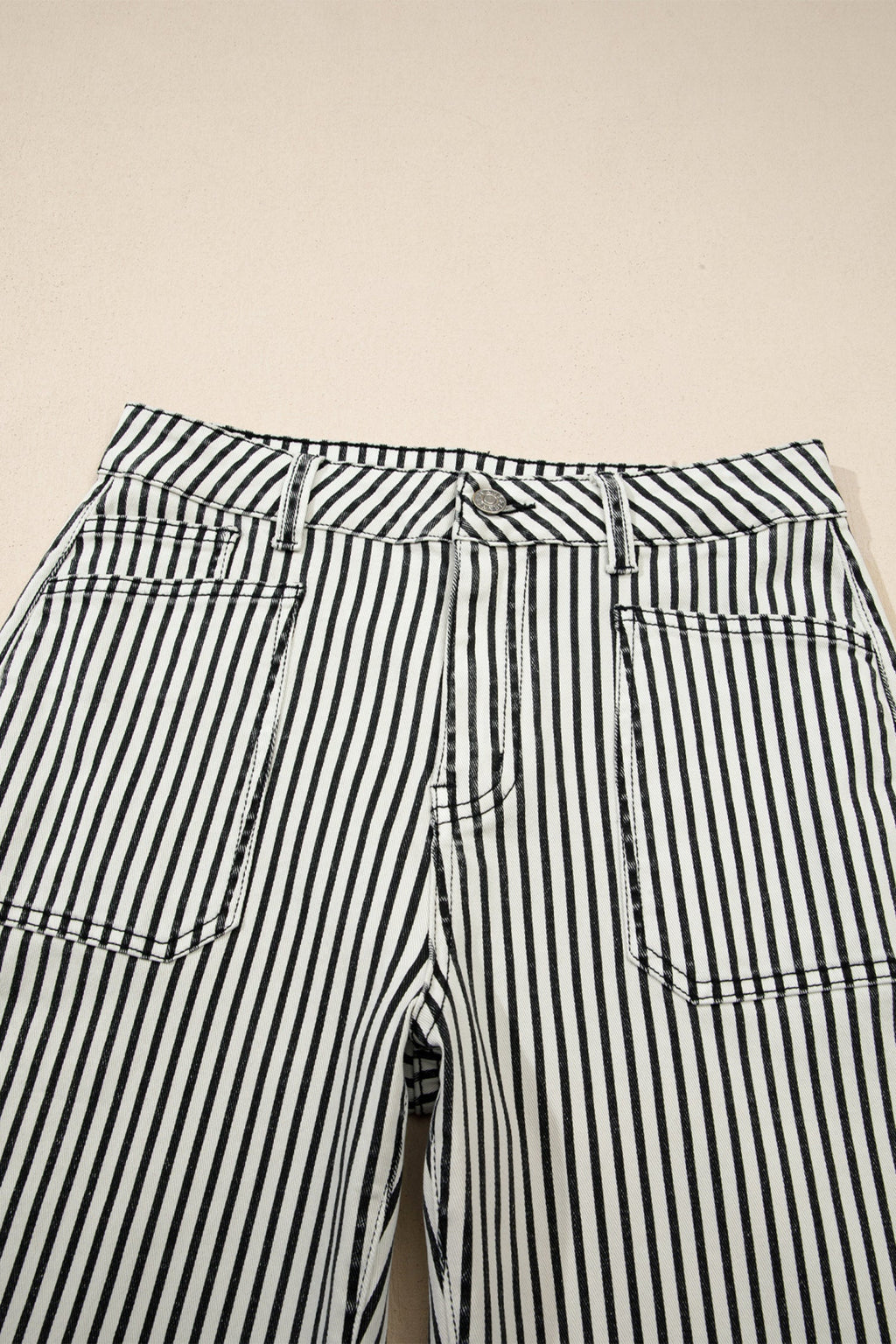 High Waist Patch Pocket Stripe Shift Jeans
