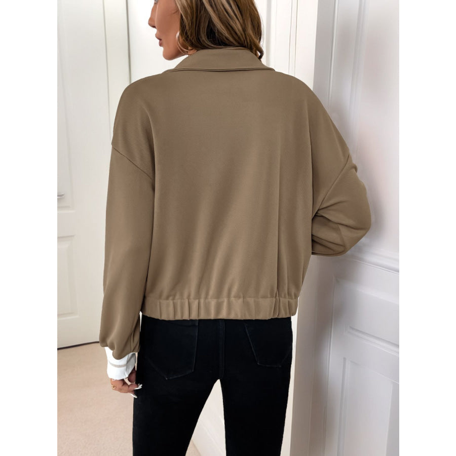 Perfee Collared Neck Button Down Jacket