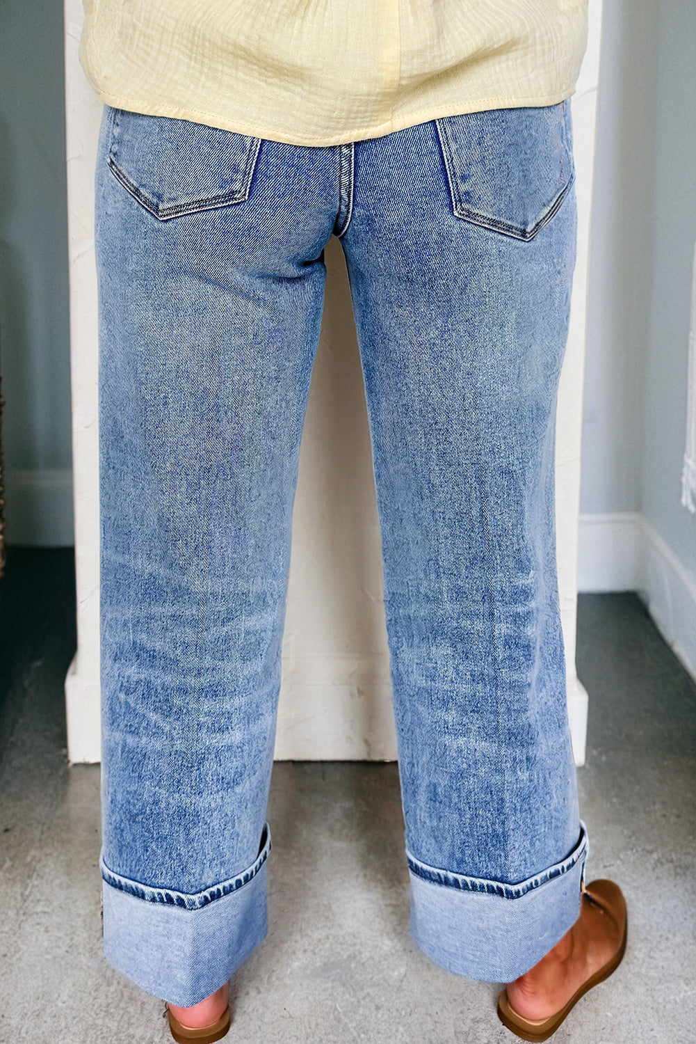 High Waist Cuffed Myosotis Center Seam Jeans