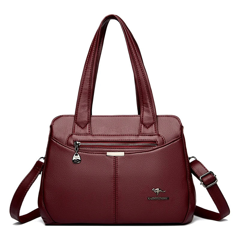 Refined Soft Zip-Top Shoulder Bag