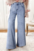 High Waist Button Zip Fly Bell Jeans