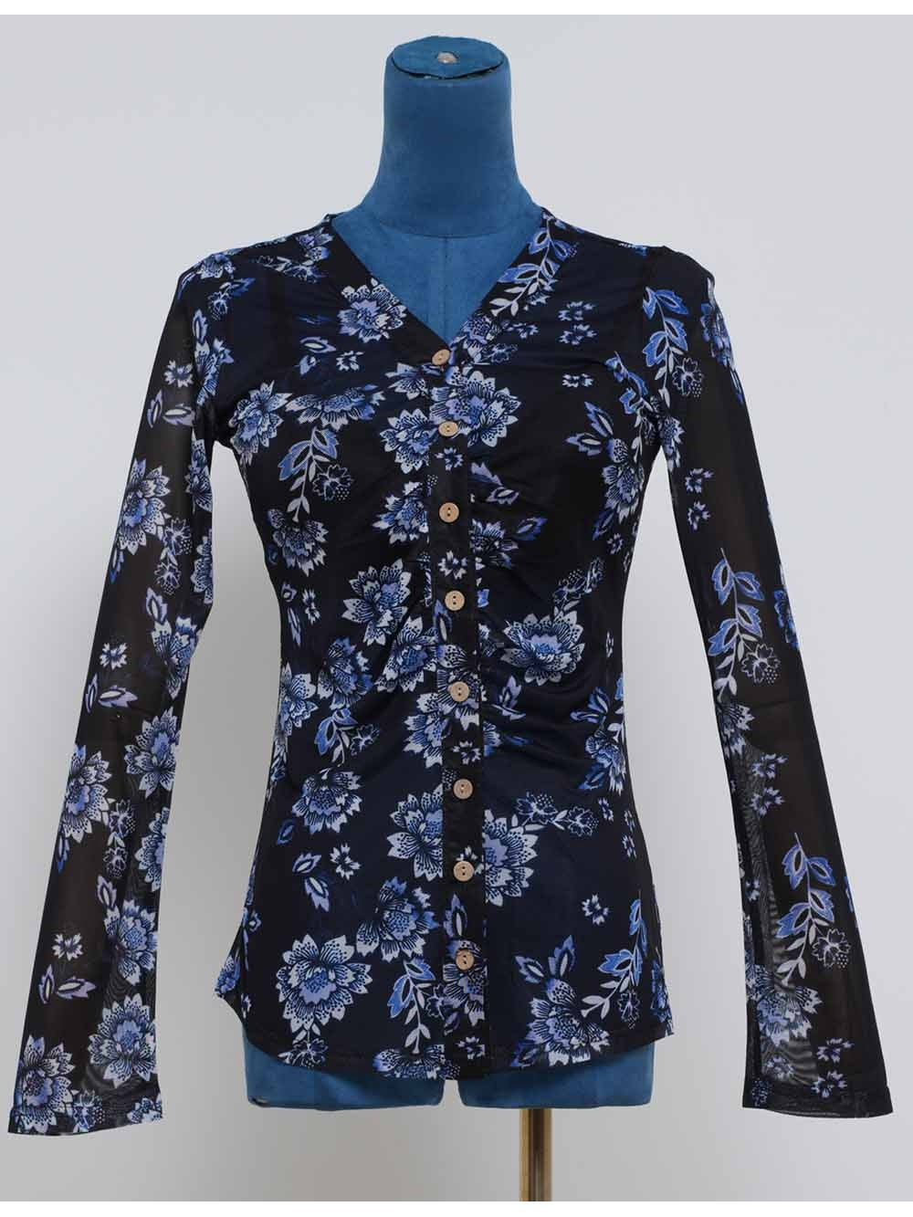 Boho Sheer V Neck Long Sleeves Blouse