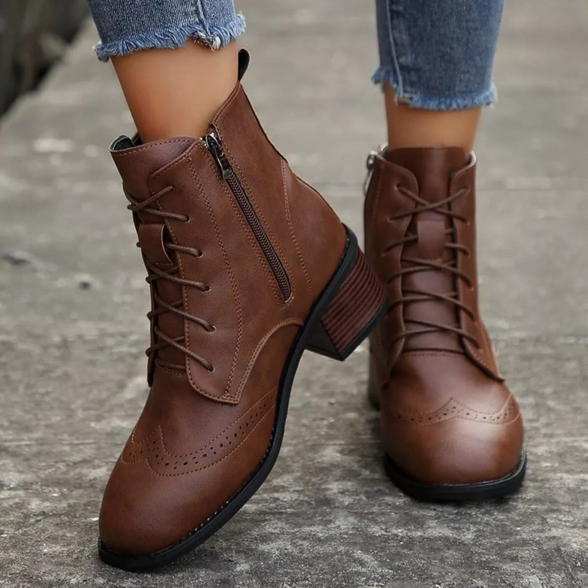 Lace-Up Zip Riding Boots