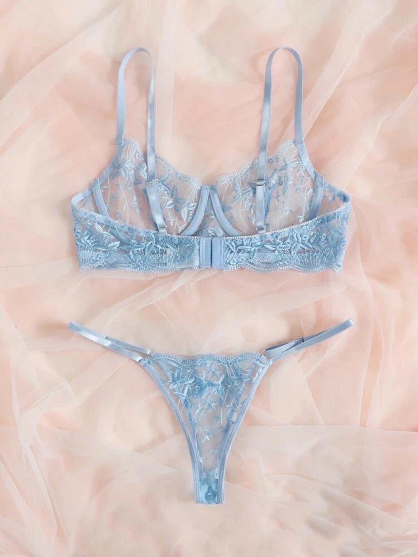 Refined Embroidered Lace Lingerie Set