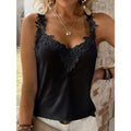 Full Size Lace Detail V Neck Tank