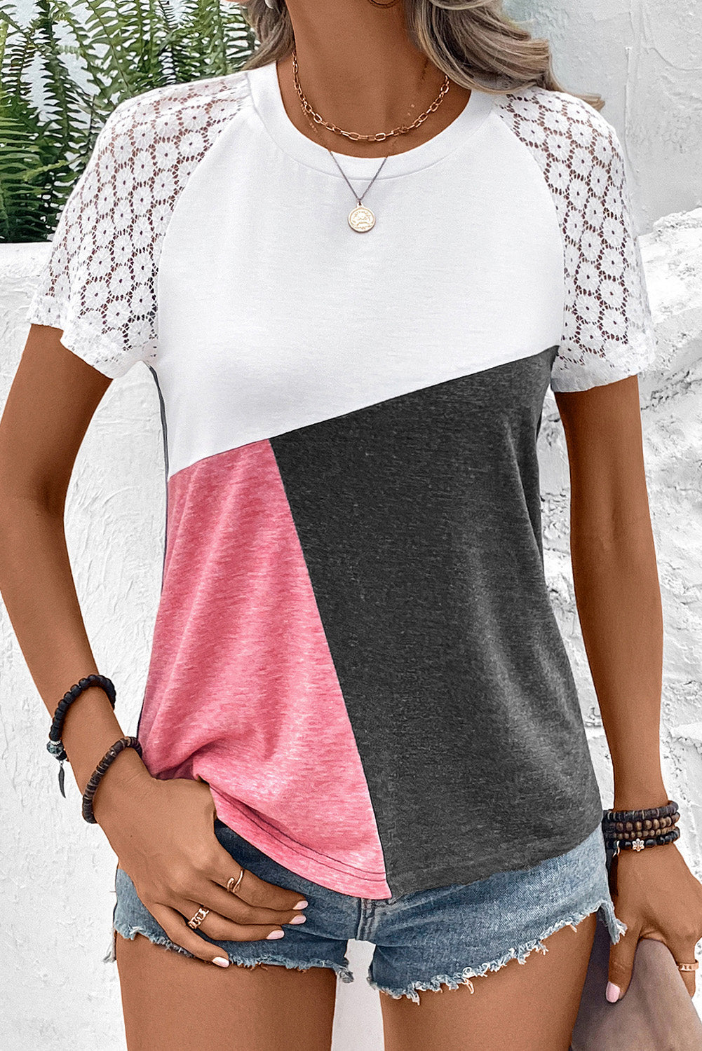 Multicolor Color Block Lace Patchwork