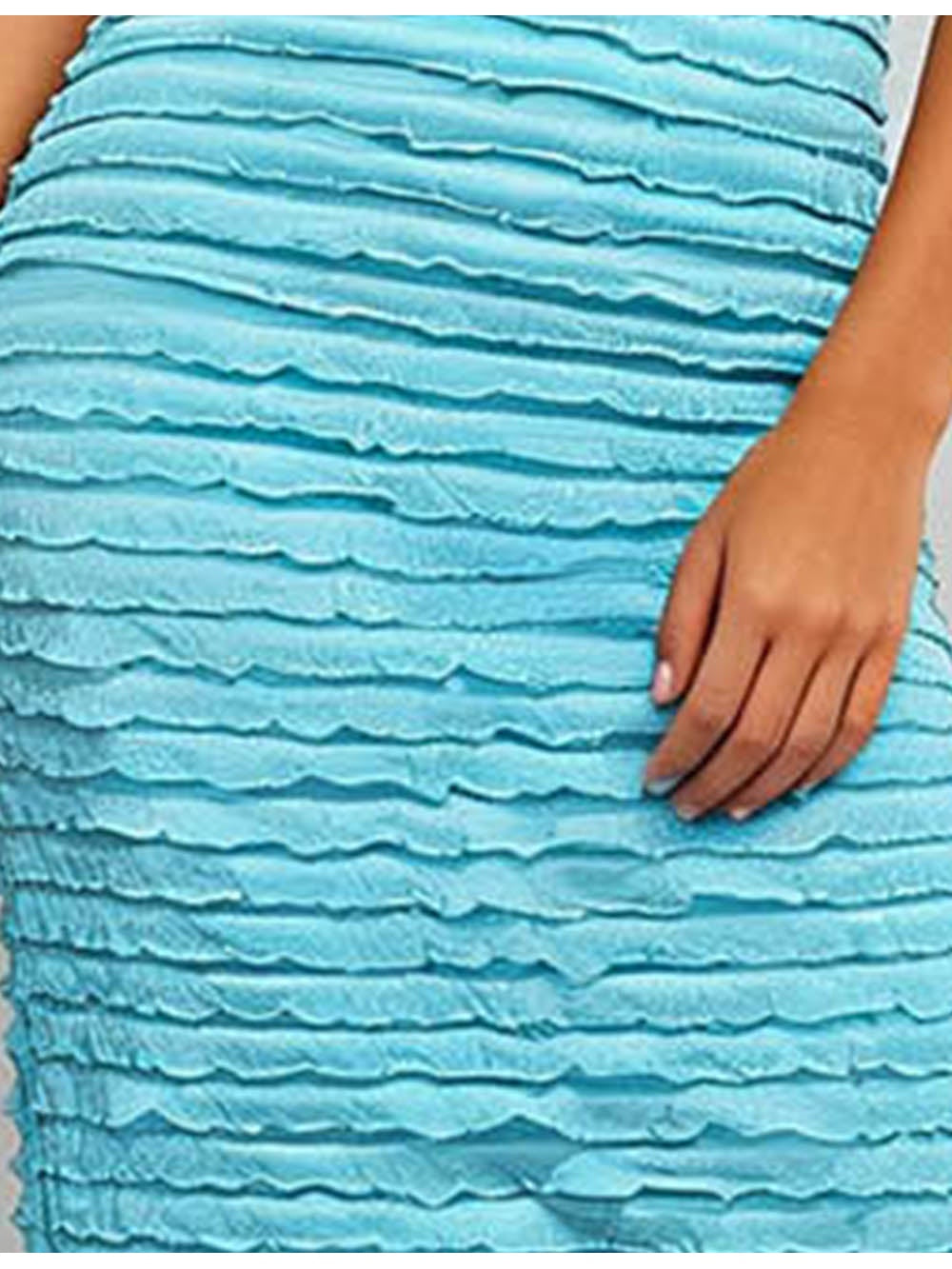 Halter Deep V Cutout Side Split Ruffle Maxi Dress