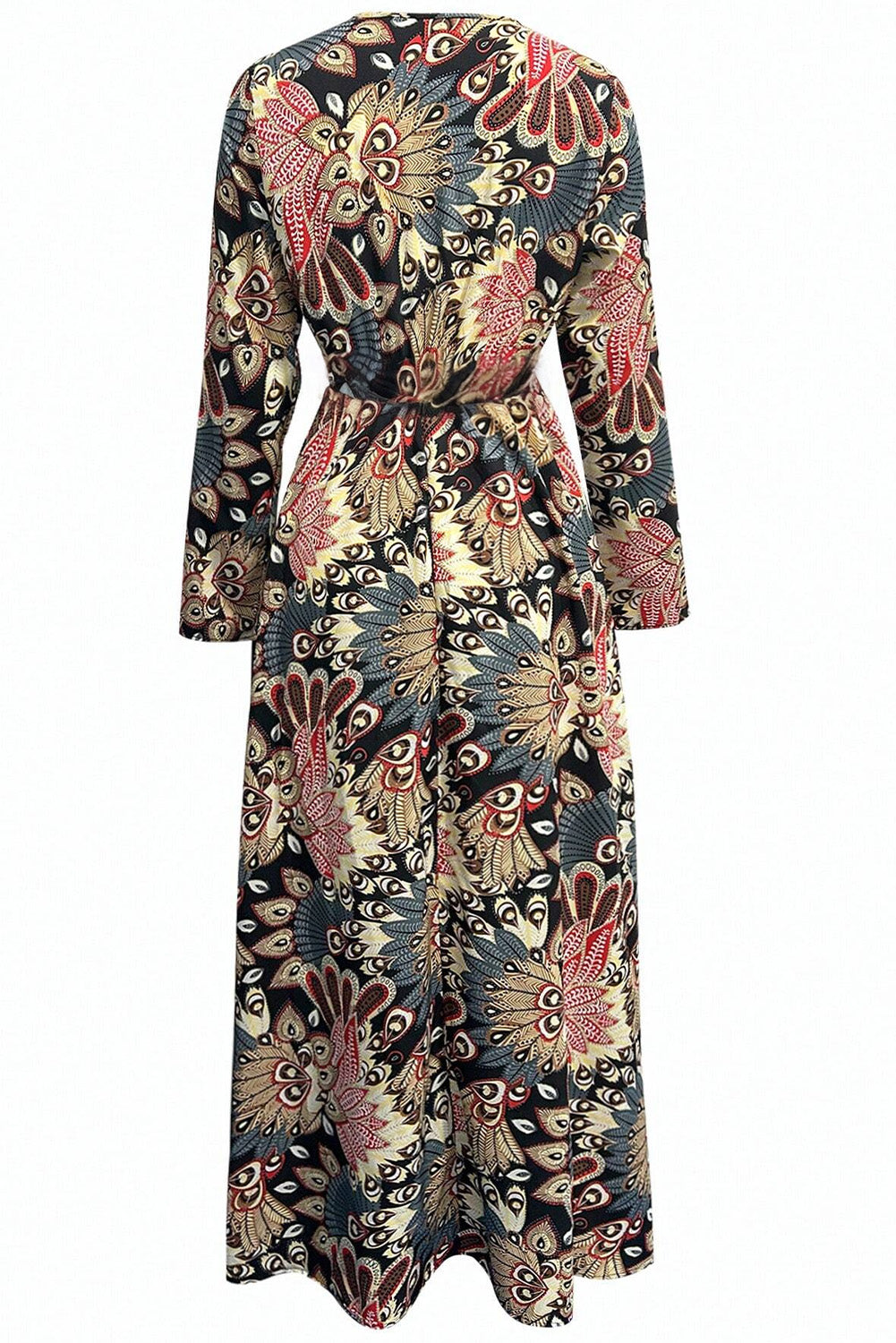 Floral Print V Neck Wrap High Waist Maxi Dress