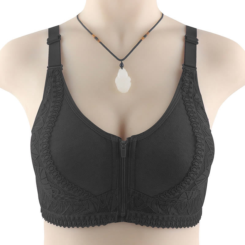 Front Closure Zipper Lift Wireless Bra