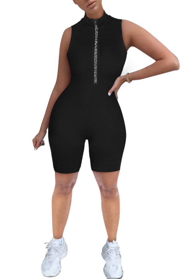 Zip Up Bodycon Romper