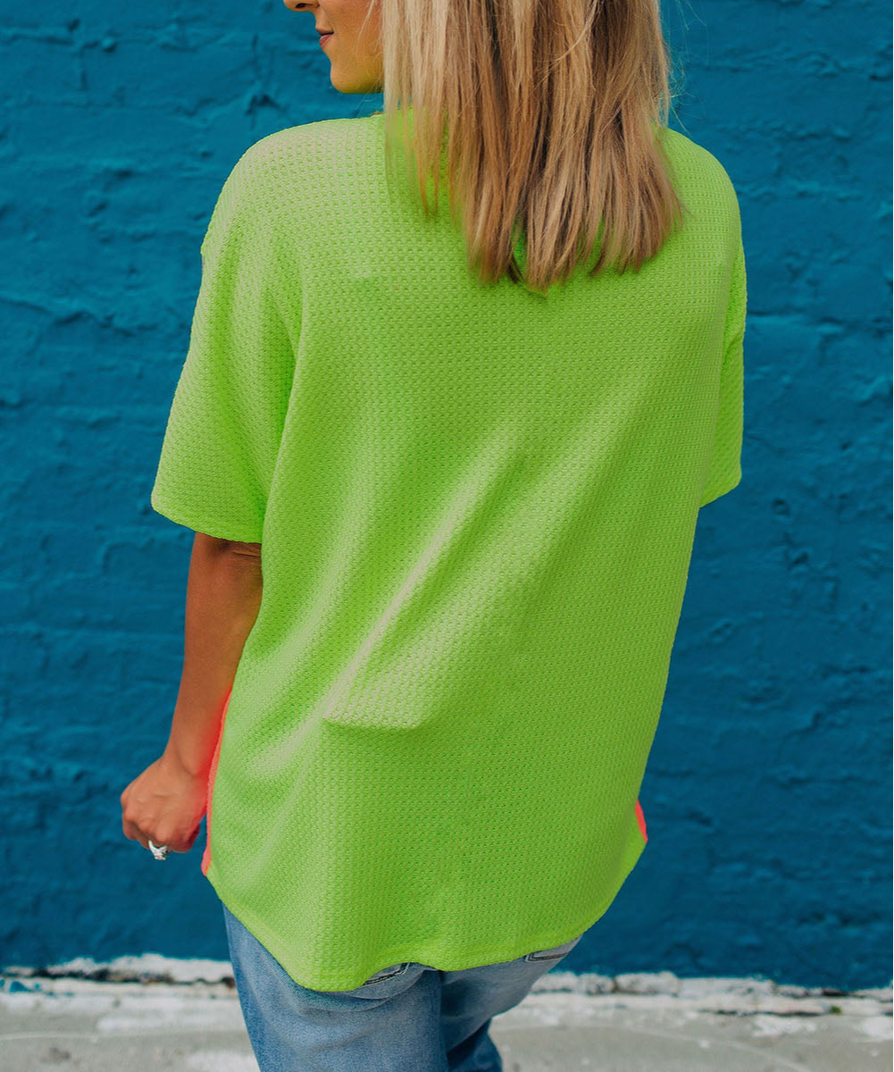 Color Block Leopard Waffle Knit