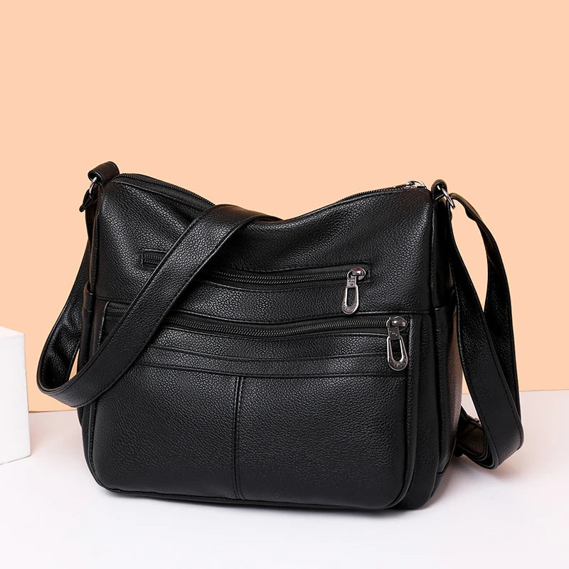 Soft Zip-Top Shoulder Bag