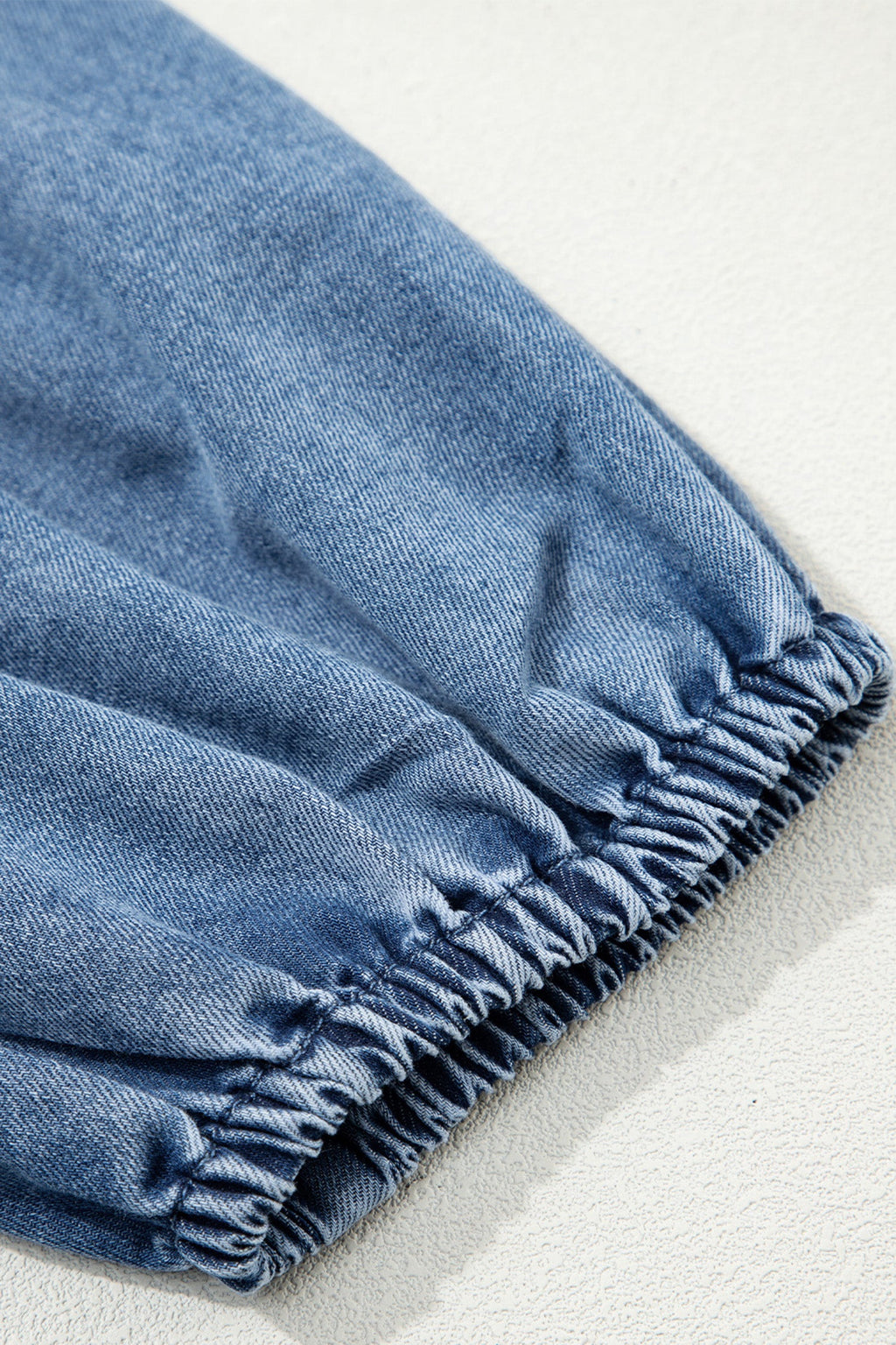 Blue Puff Half Sleeve Collared Denim Shirt
