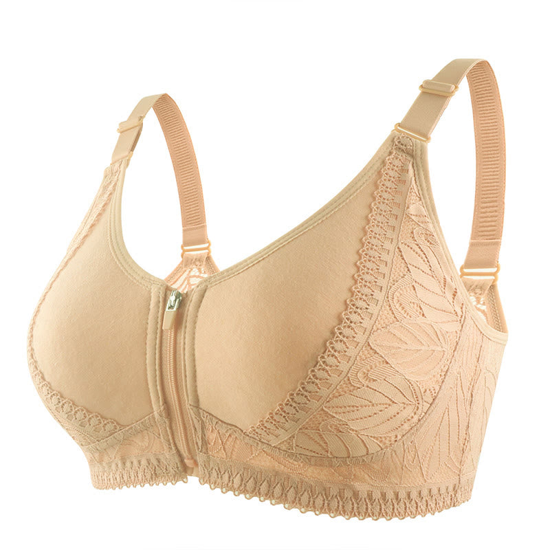 Front Closure Zipper Lift Wireless Bra