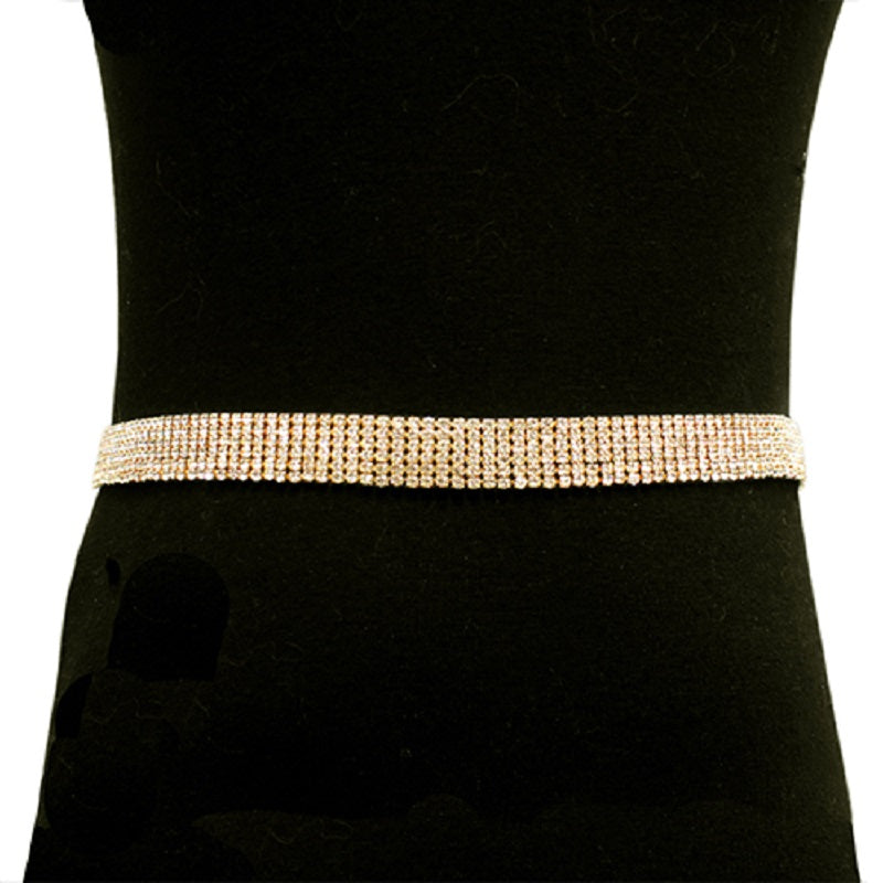 Refined Adjustable Crystal Multirow Waist Belt