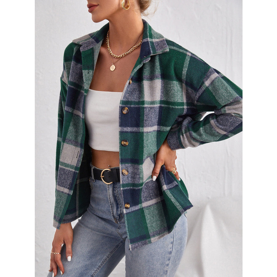 Classic Plaid Collared Neck Button Down Jacket