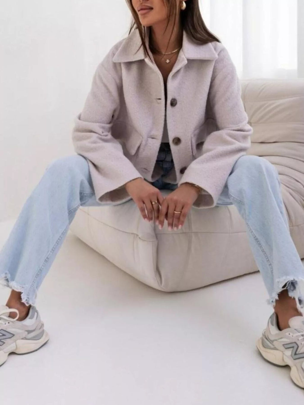 Button Down Long Sleeve Outerwear Jacket