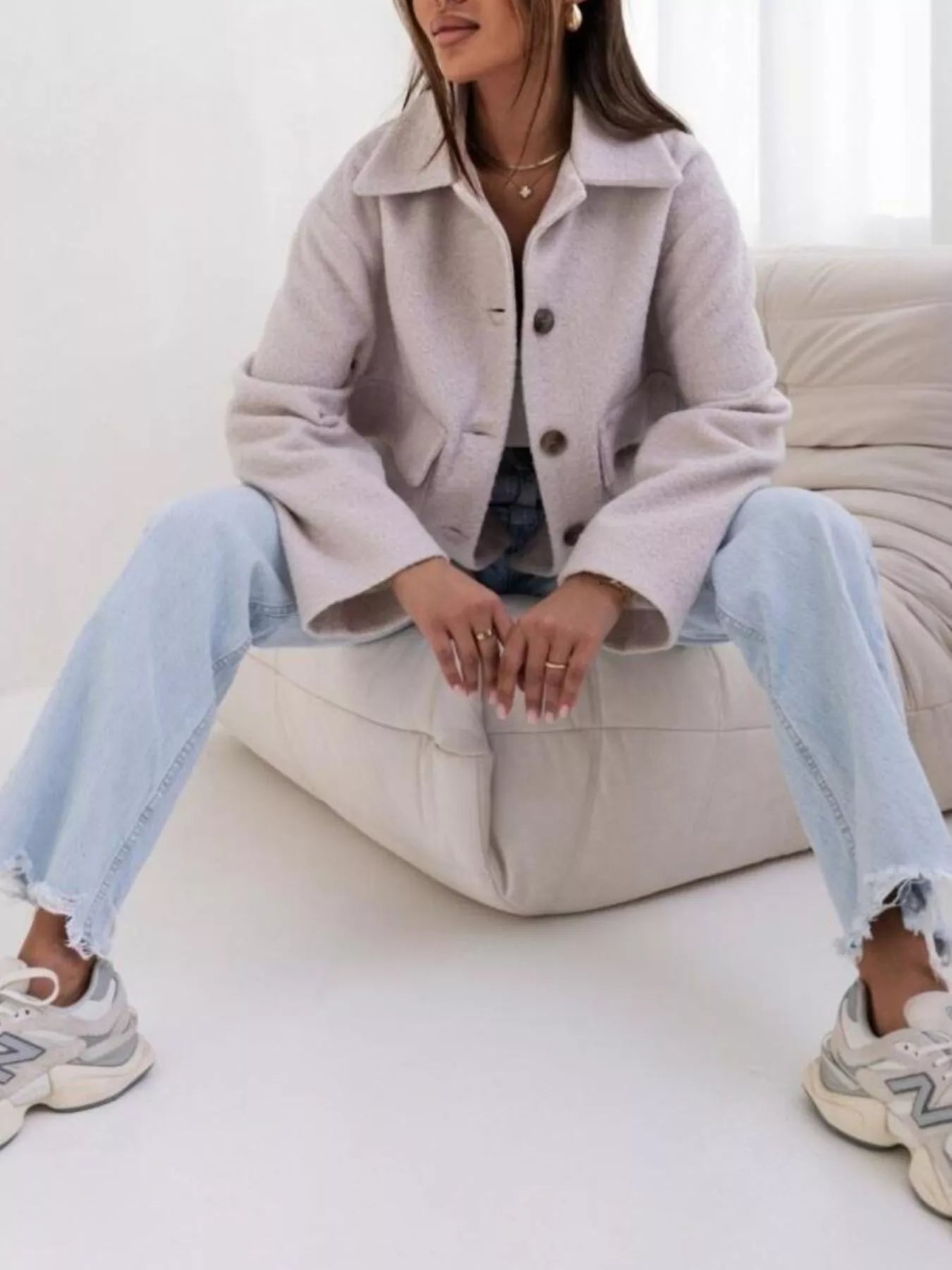 Button Down Long Sleeve Outerwear Jacket