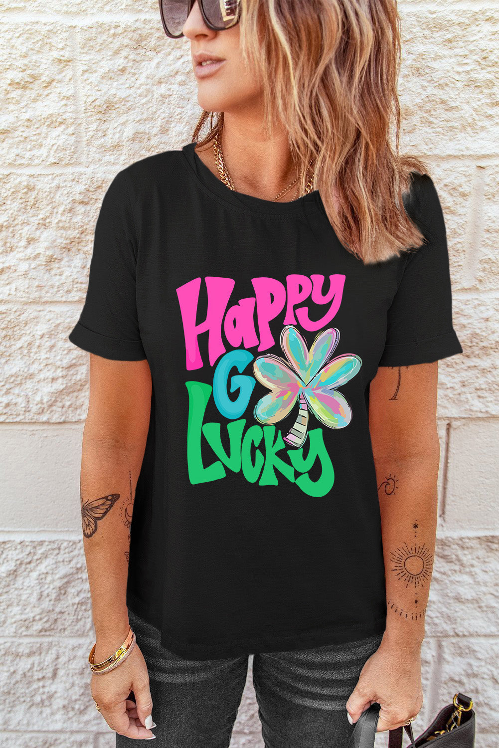Black Happy Go Lucky Clover