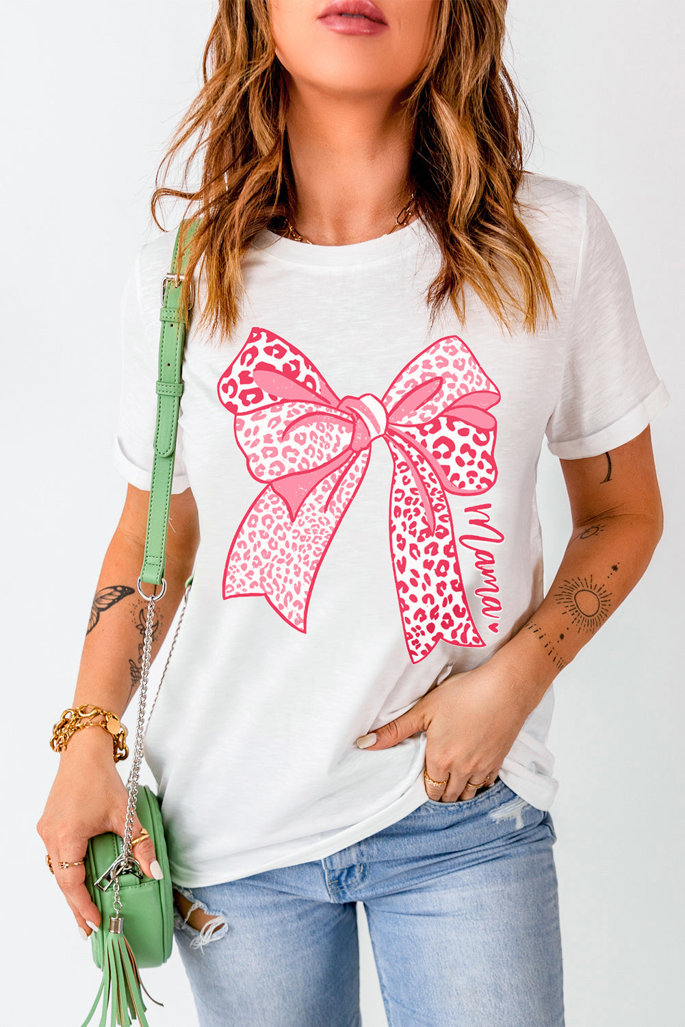White Leopard Bow Graphic Mothers
