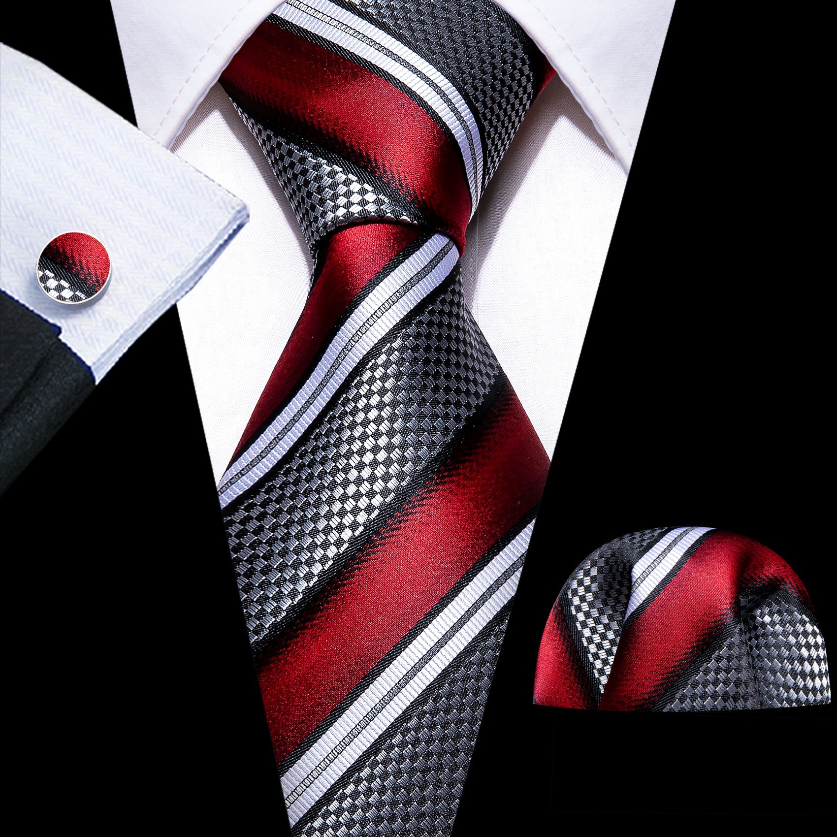 Refined Striped Silk Necktie Set