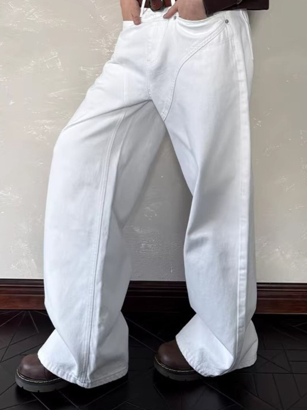 Relaxed Men's Full Size Wide Leg Jeans Plus Size
