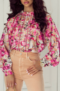Floral Ruffled Relaxed Fit Shirt Blouse