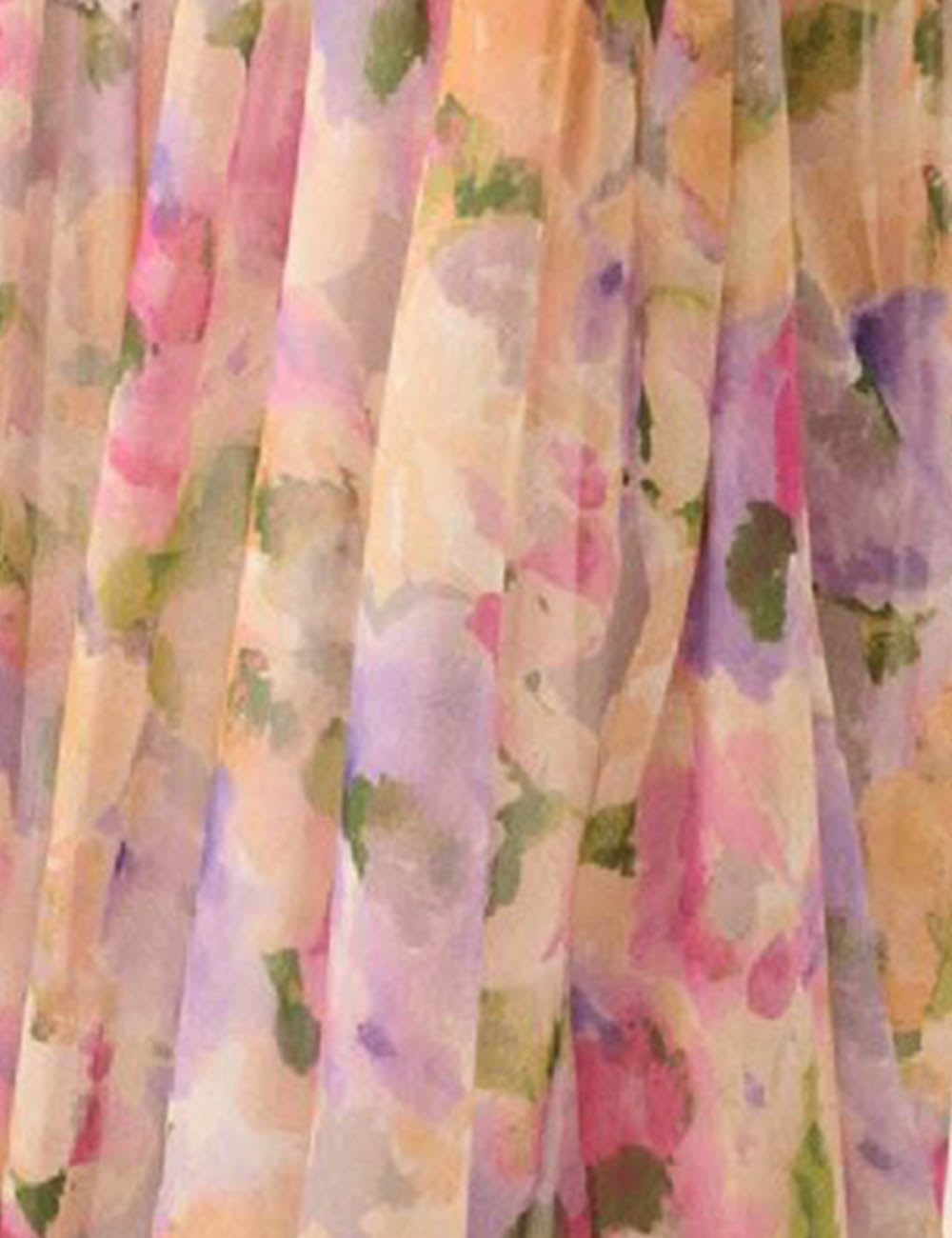 Strapless Watercolor Chiffon Side Slit Maxi Dress