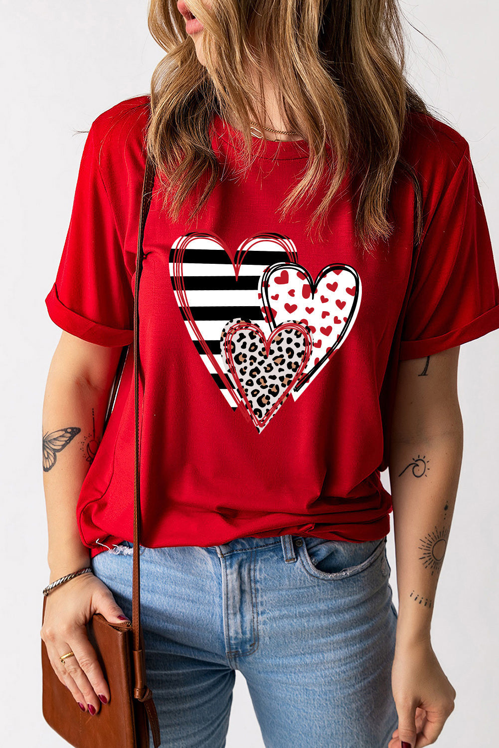 Red Leopard Striped Heart Shaped