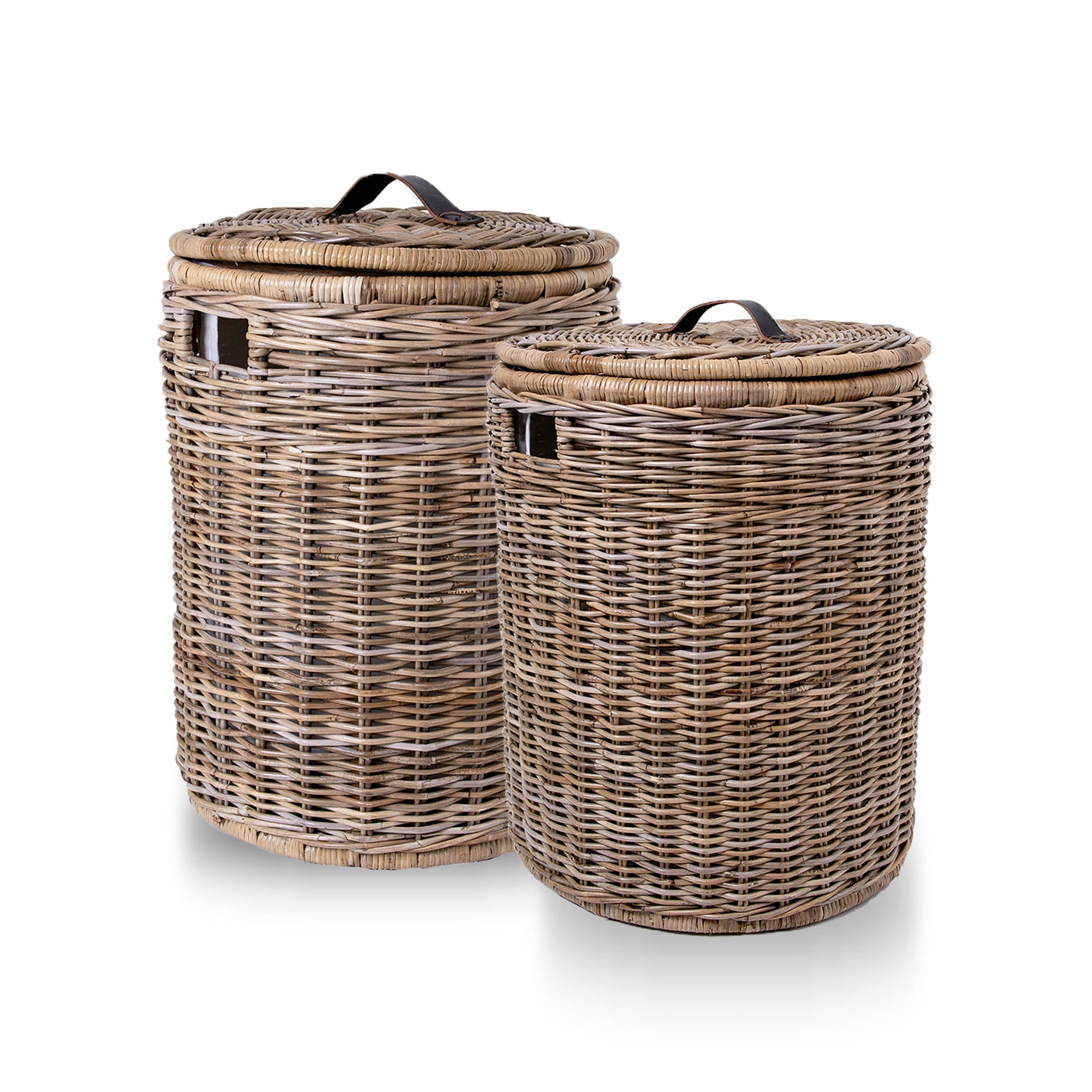 Round Kubu Wicker Laundry Hamper