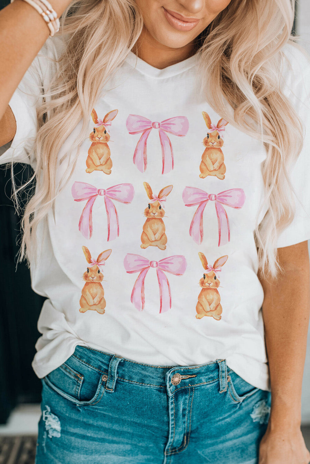 White Rabbit Bow Knot Print