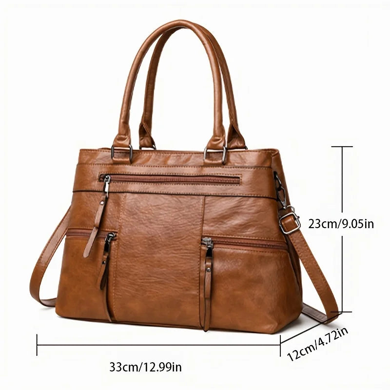 Relaxed Soft Zip-Top Shoulder Bag