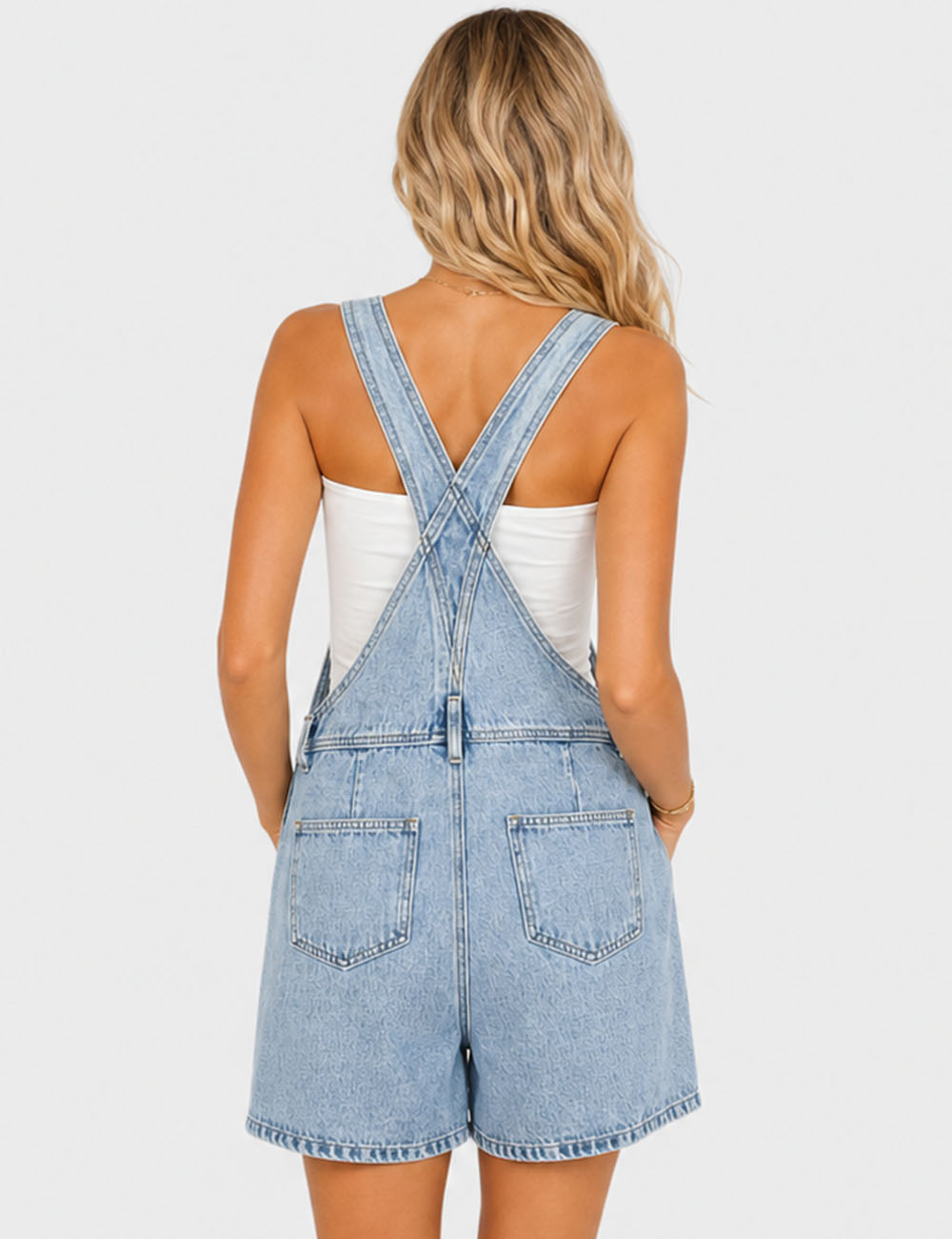 Adjustable Strap Wide Leg Denim Romper