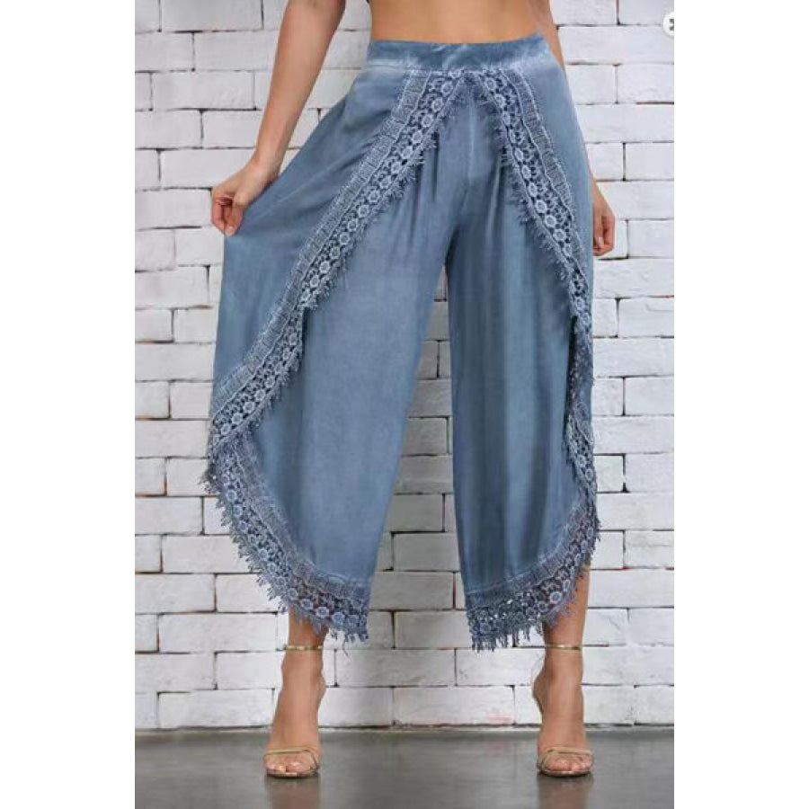 Full Size Lace Detail Wide Leg Pants Plus Size