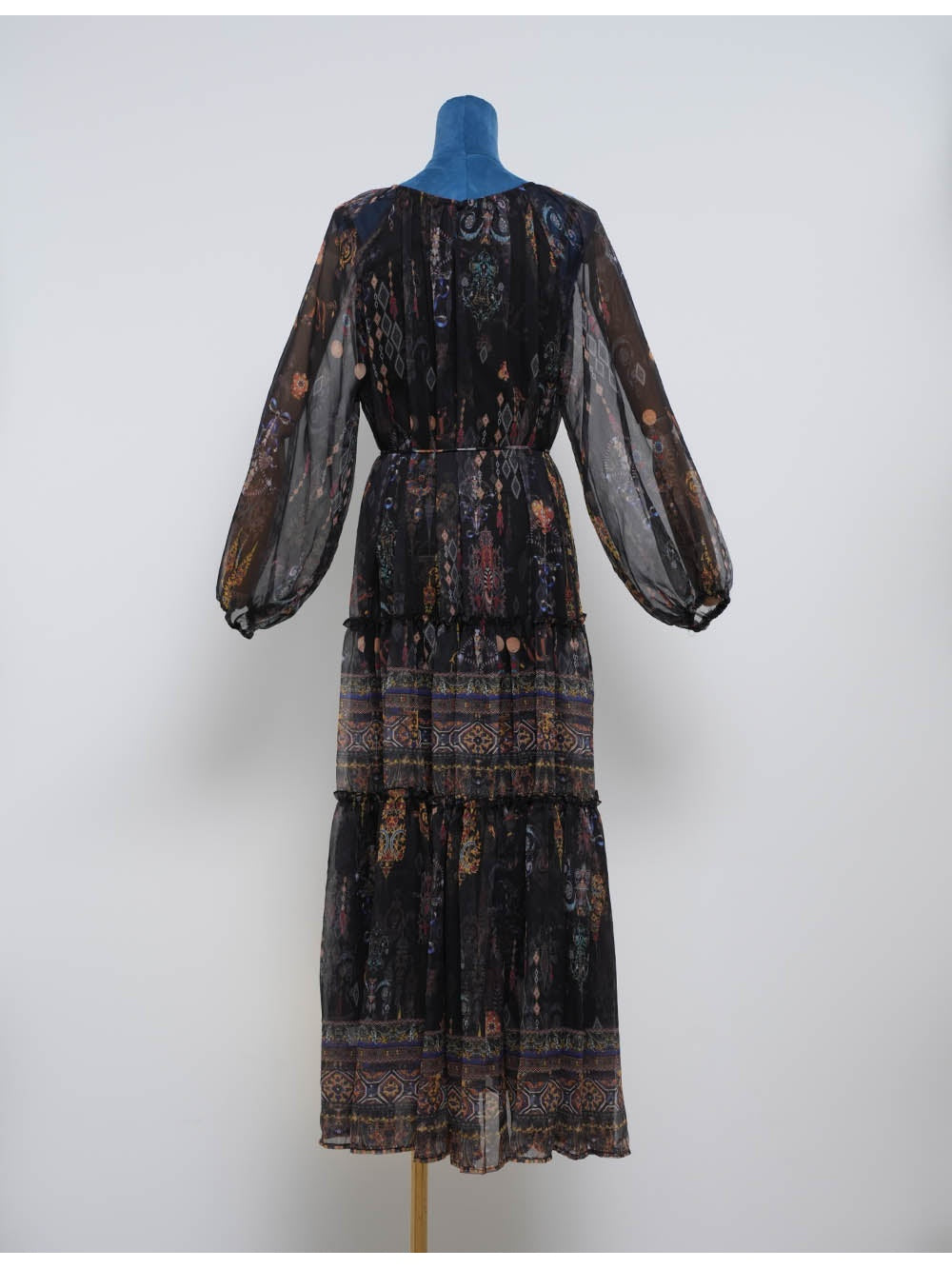 Boho Chiffon Waist Long Sleeves Midi Dress