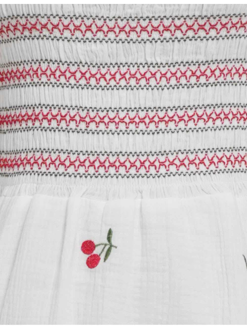 Cherry Embroidery Square Neck Puff Sleeves Mini Dress