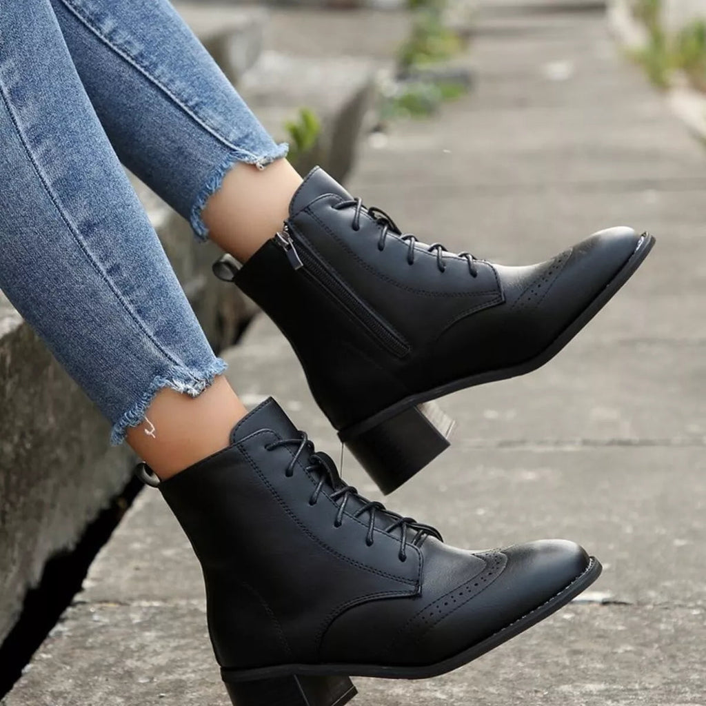 Lace-Up Zip Riding Boots