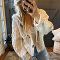 Hooded Button Front Toggle Front Oversized Cardigan