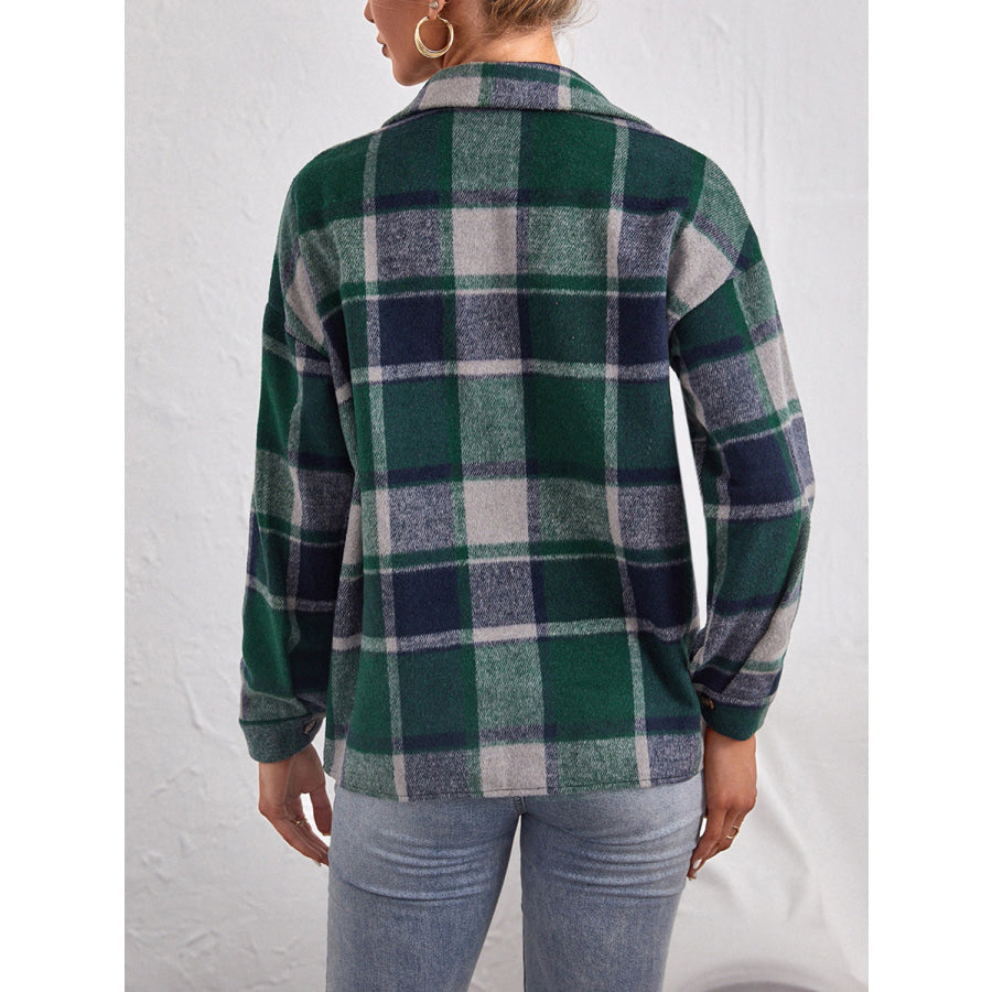 Classic Plaid Collared Neck Button Down Jacket