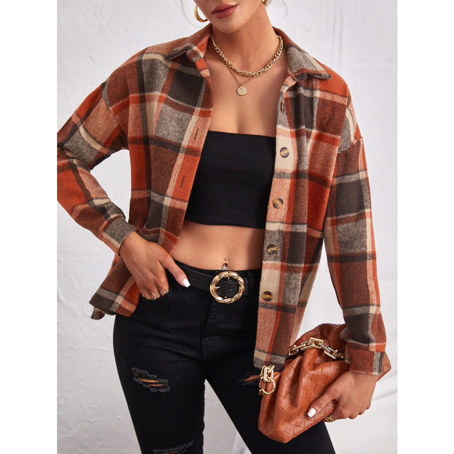Classic Plaid Collared Neck Button Down Jacket