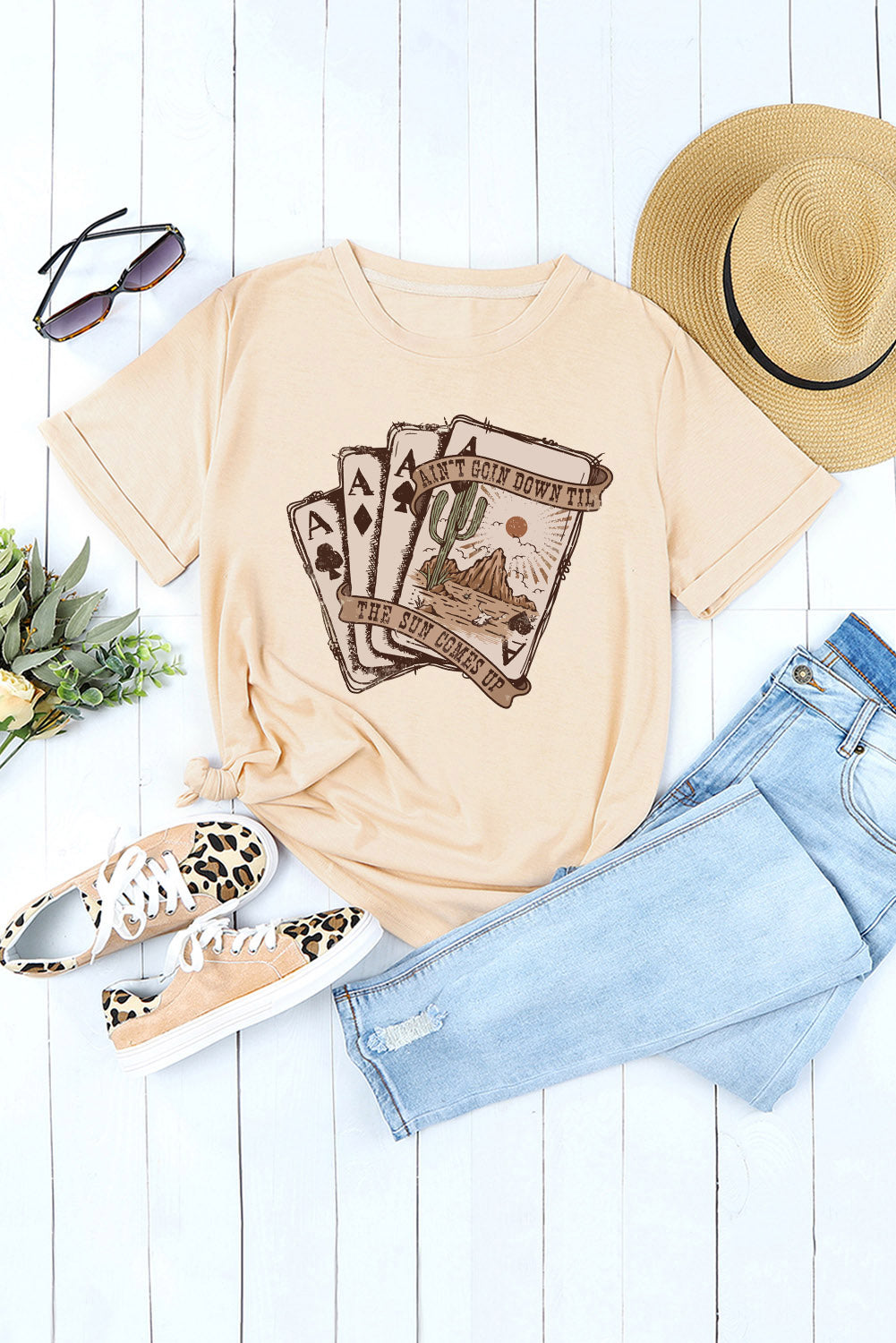 Khaki Western Poker Cards Graphic