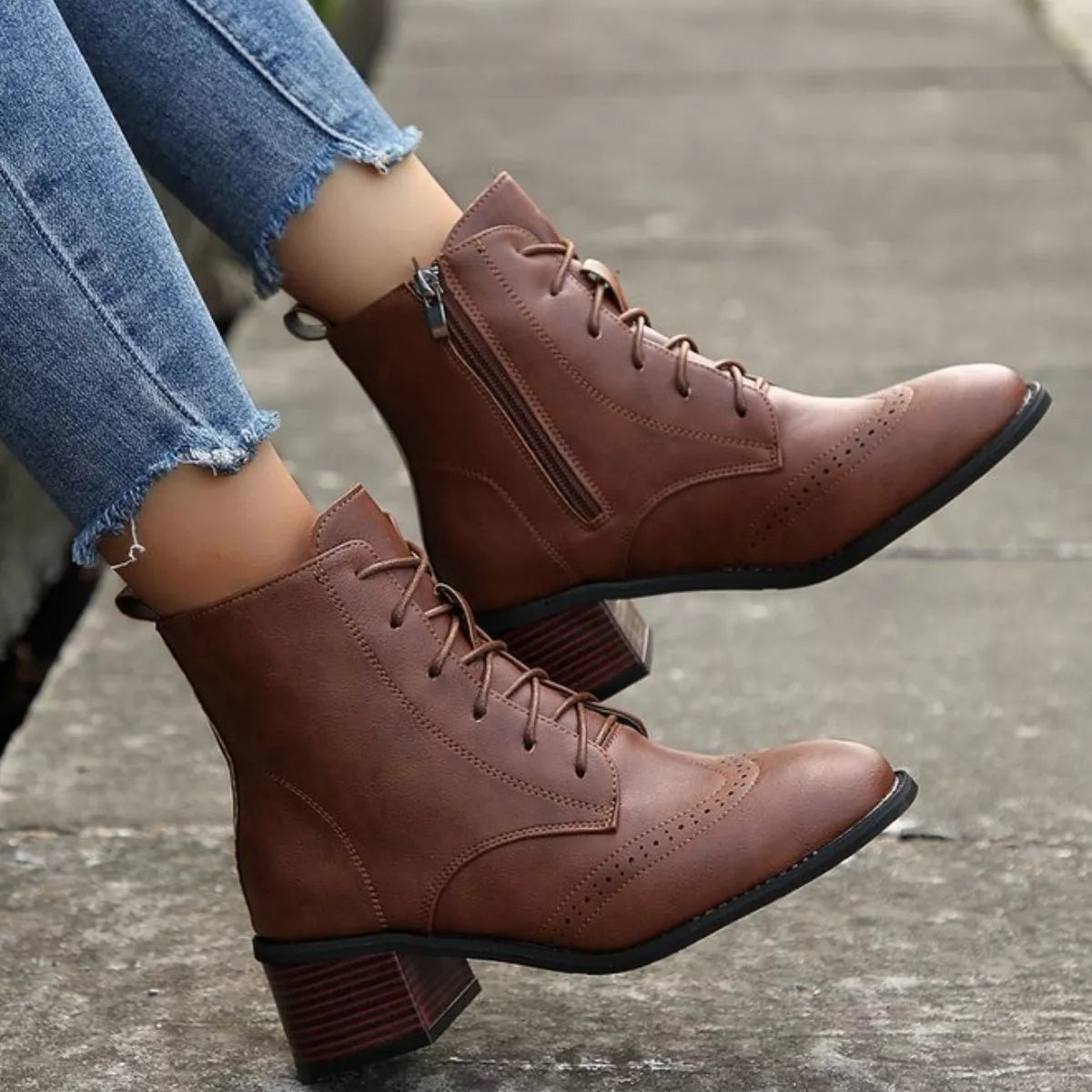 Lace-Up Zip Riding Boots