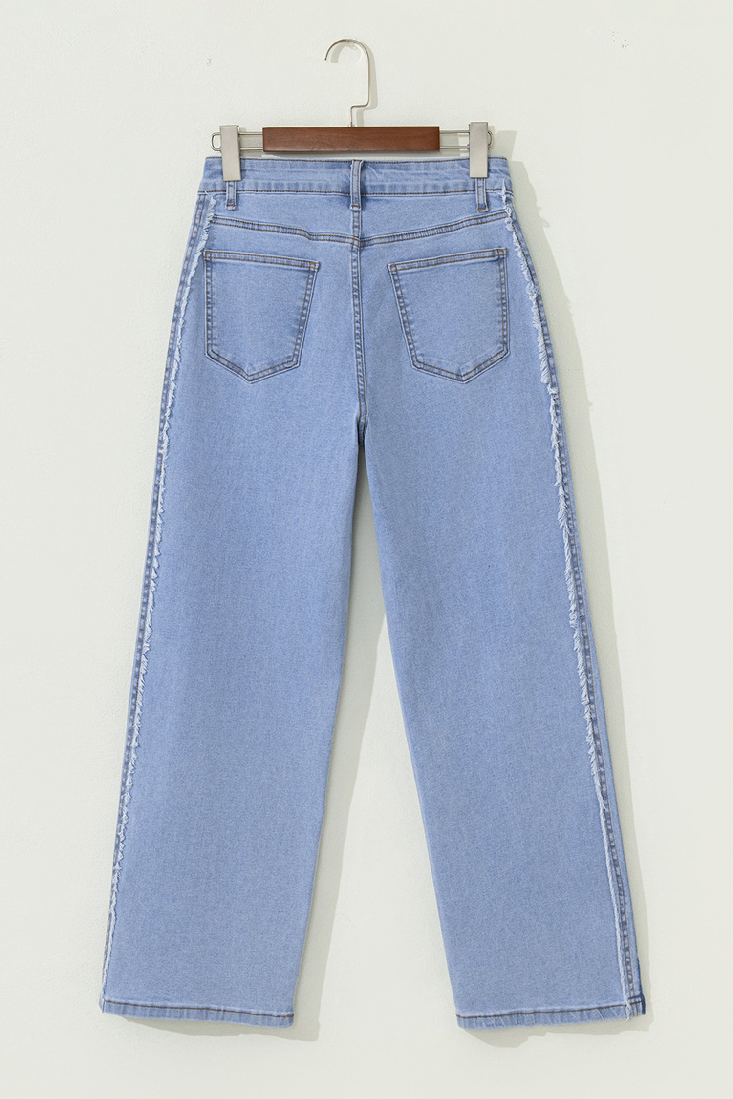 Frayed Contrast Stripe Side Panel Patchwork Jeans