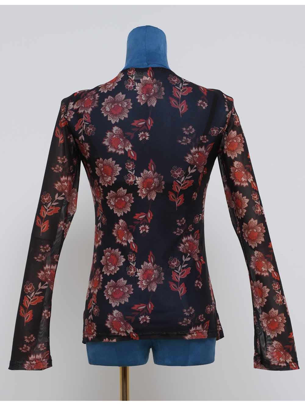 Boho Sheer V Neck Long Sleeves Blouse