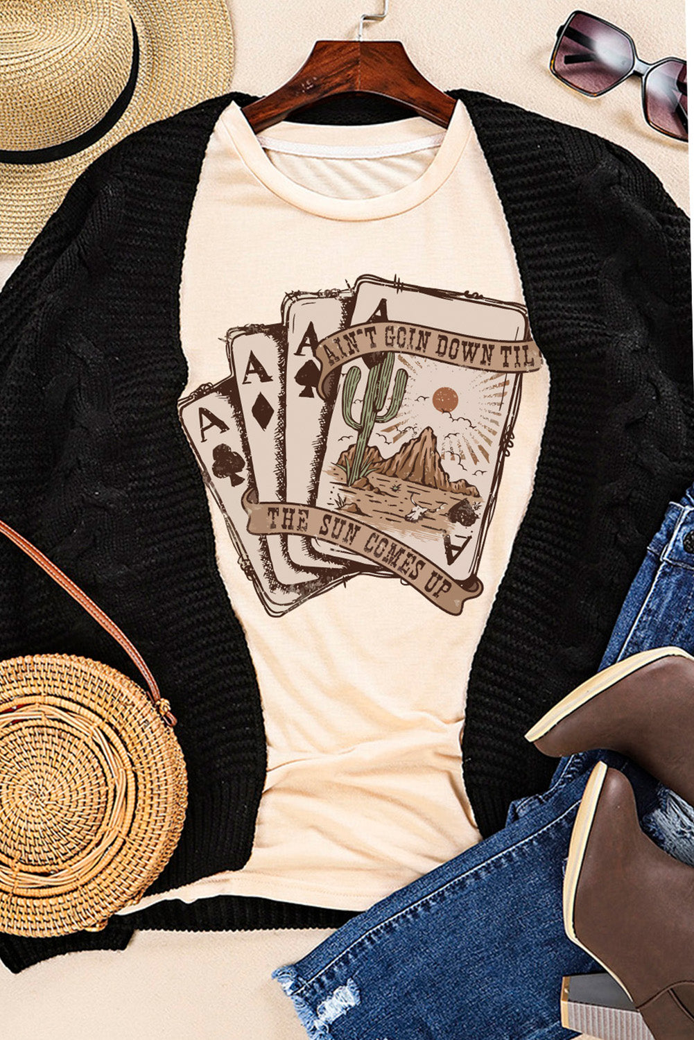 Khaki Western Poker Cards Graphic
