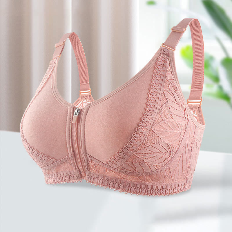 Front Closure Zipper Lift Wireless Bra