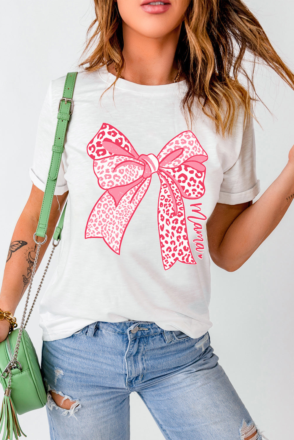 White Leopard Bow Graphic Mothers