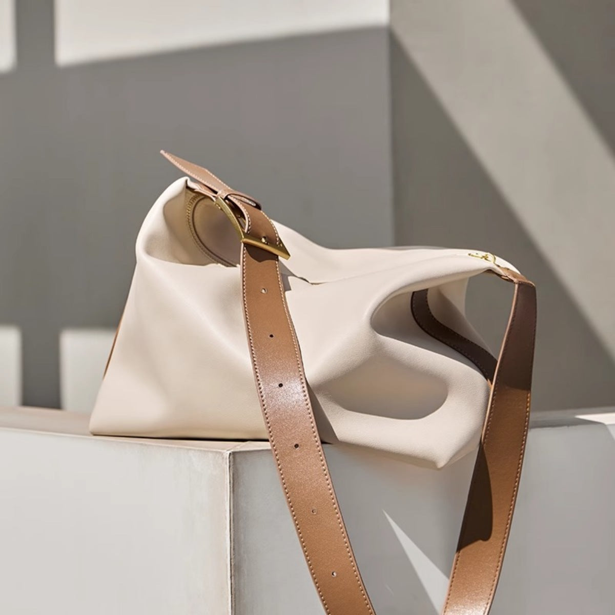 Leather Buckle Shoulder Bag